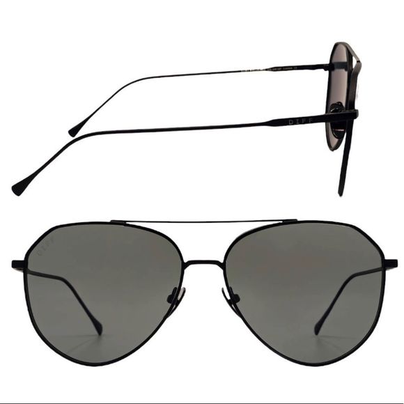 DIFF Eyewear Dash Unisex Black Solid Grey Polarized Sunglasses NEW - Picture 2 of 5